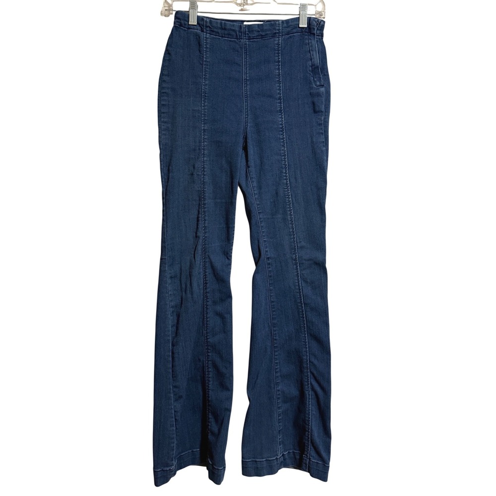 Cello Womens Dark Wash High Rise Flare Jeans Front Seam AB36022DK Size M